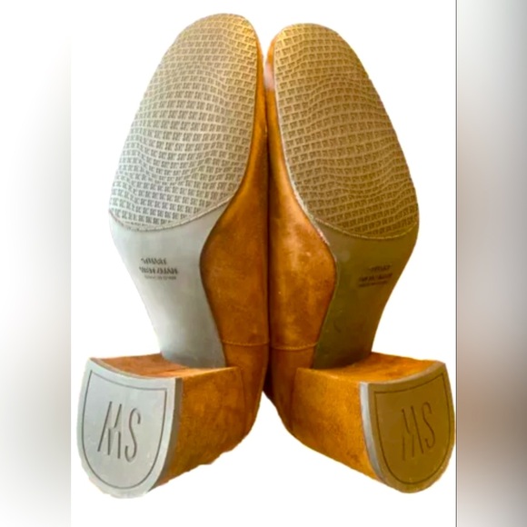 Stuart Weitzman Women's Camel Tan Suede Ankle Heel Bootie Boot Shoe 12M Designer - Picture 7 of 16